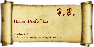 Haim Beáta névjegykártya