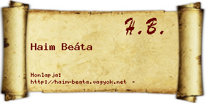 Haim Beáta névjegykártya